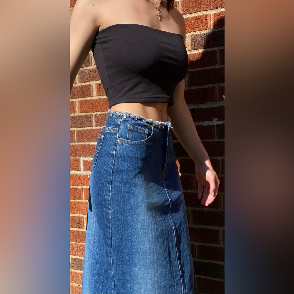 VTG Rave R4R Jean Maxi Skirt
